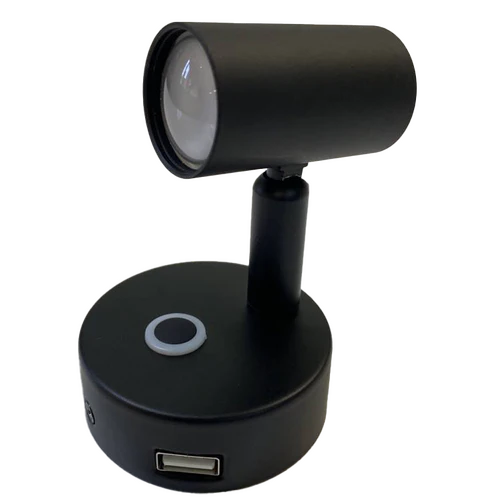LED Black Base Downlight Reading Light with USB Socket lighting 12 and 24 volt