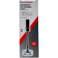 Chrome Gooseneck Reading Light Dual USB-A & USB-C