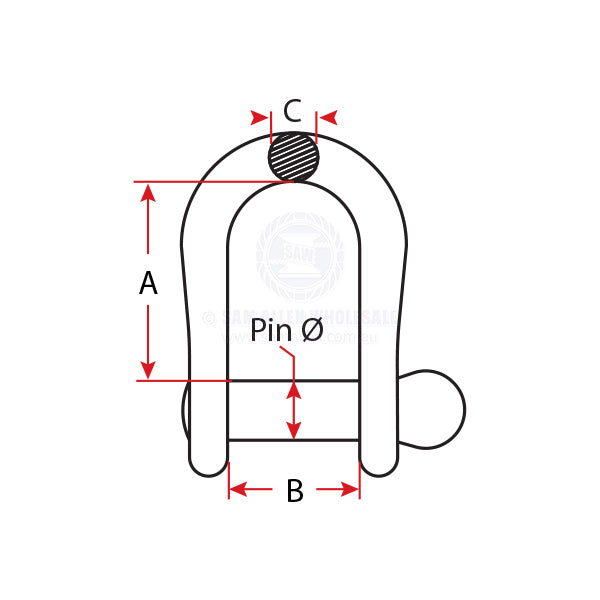 RILEY SHACKLES - STANDARD DEE - STAINLESS STEEL
