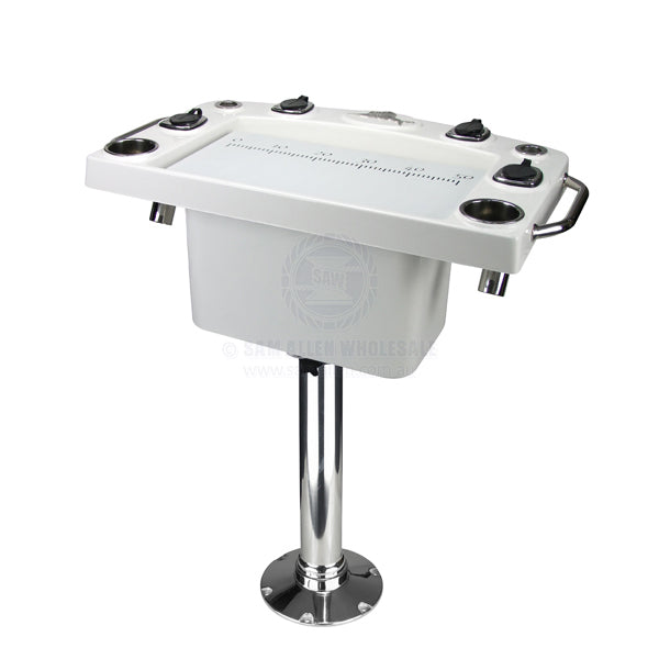 REELAX LIGHT TACKLE STATION WITH DELUXE PREP BOARD / LIVE BAIT & STAINLESS STEEL PEDESTAL