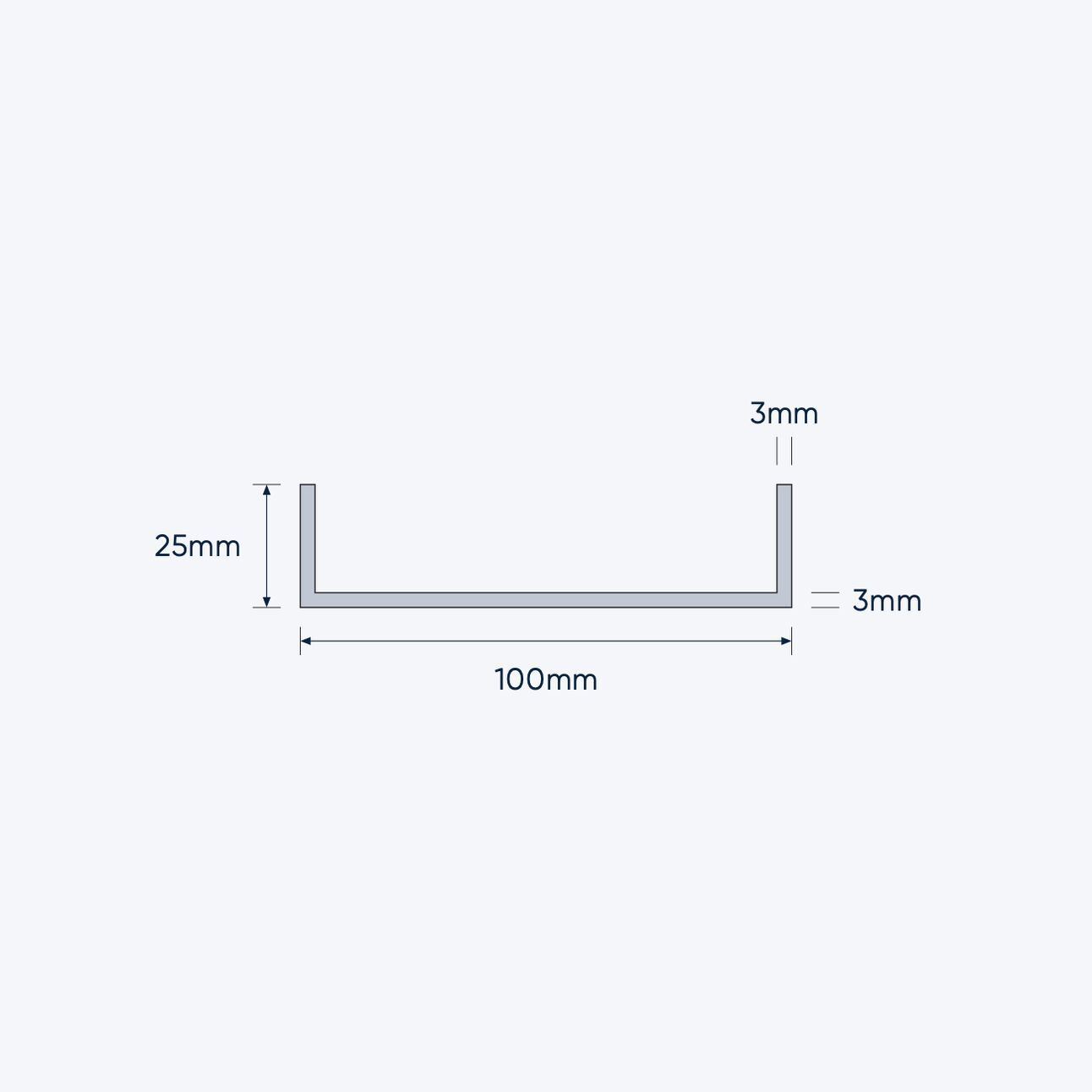 aluminium channel size 100 25 3 mm 1