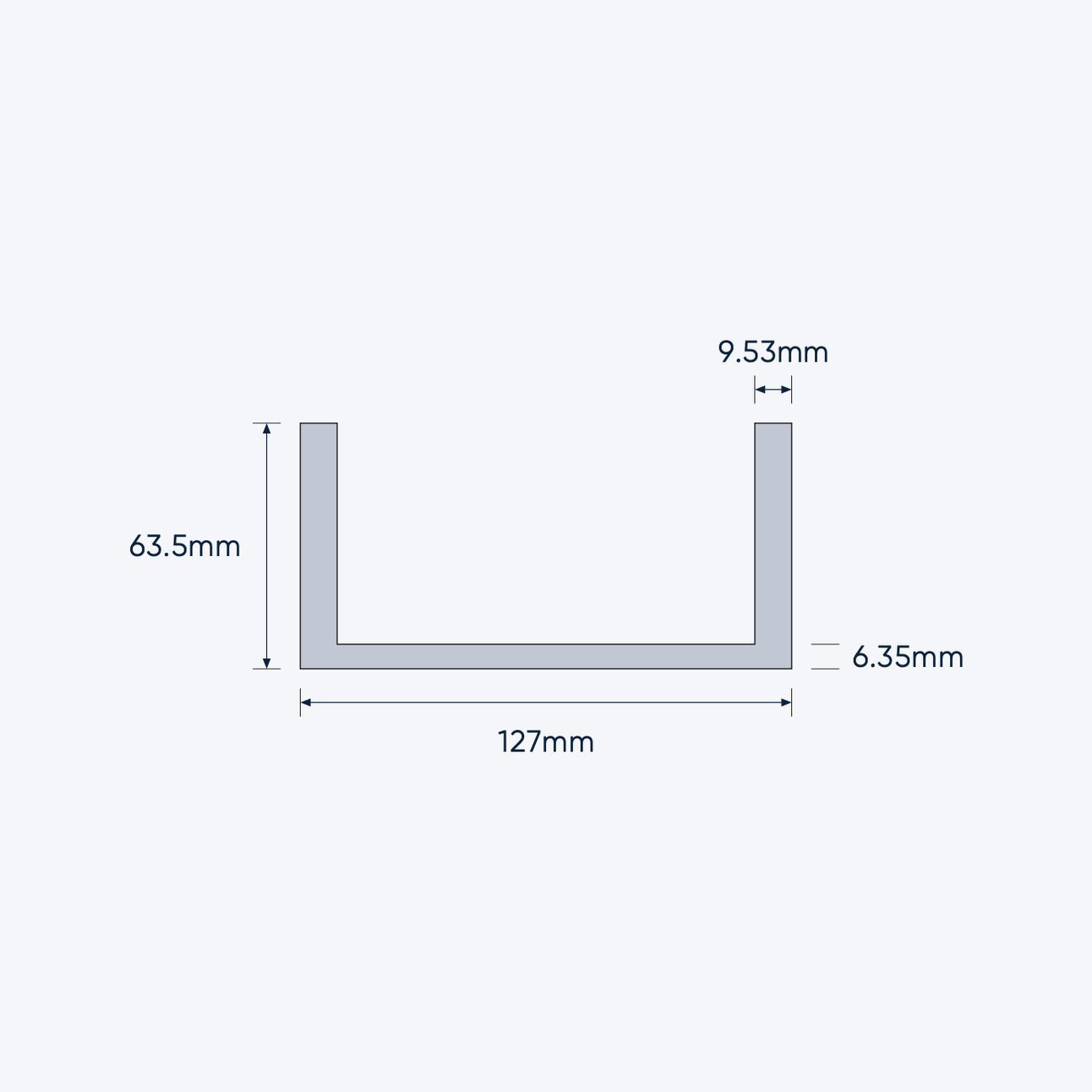 aluminium channel size 127 63 5 6 35 9 53 mm 4