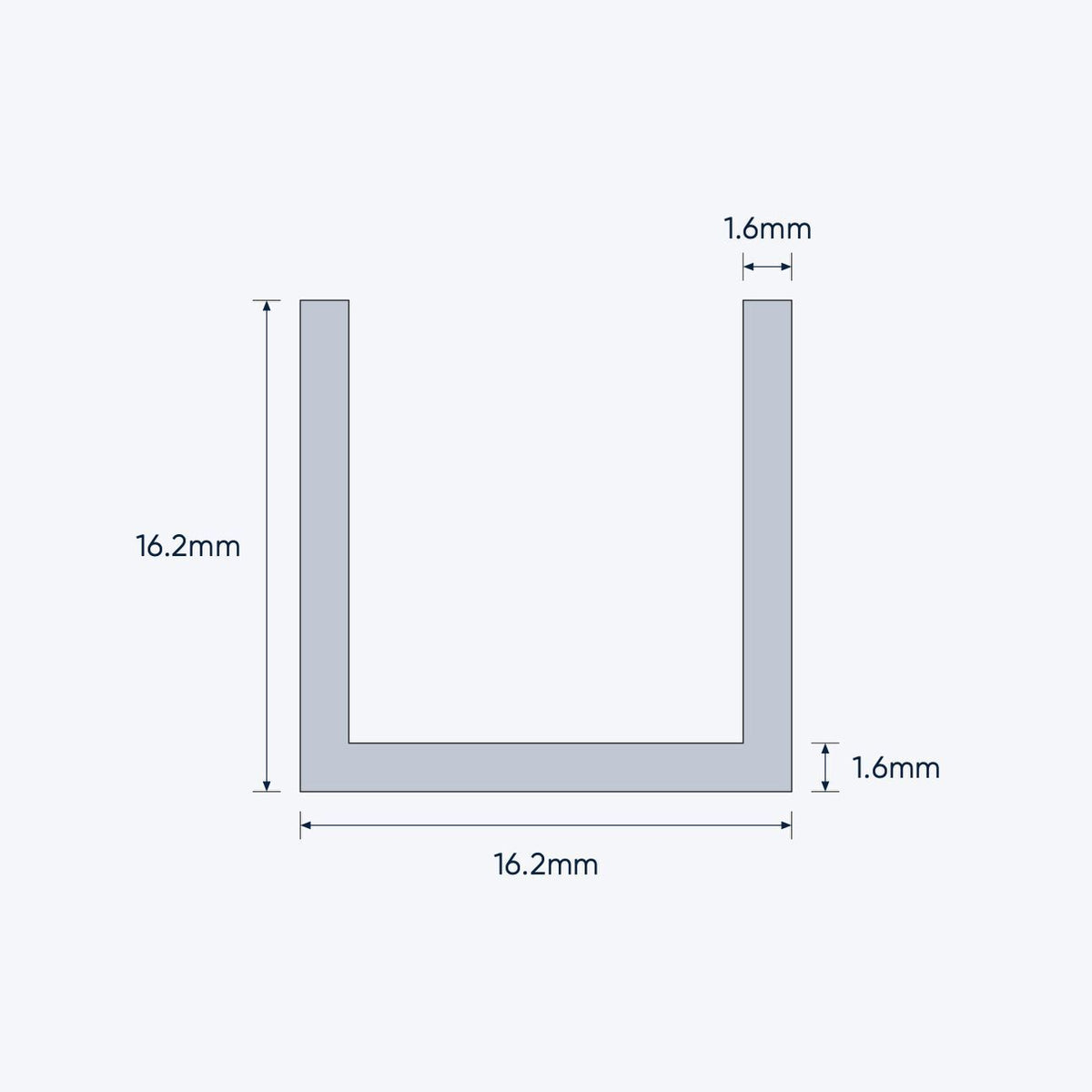 aluminium channel size 16 2 16 2 1 6 mm 4