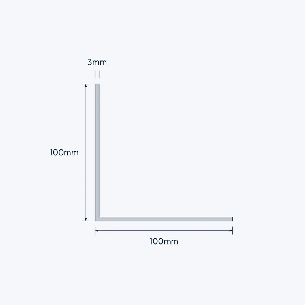 aluminium equal angle size 100 100 3 mm 4