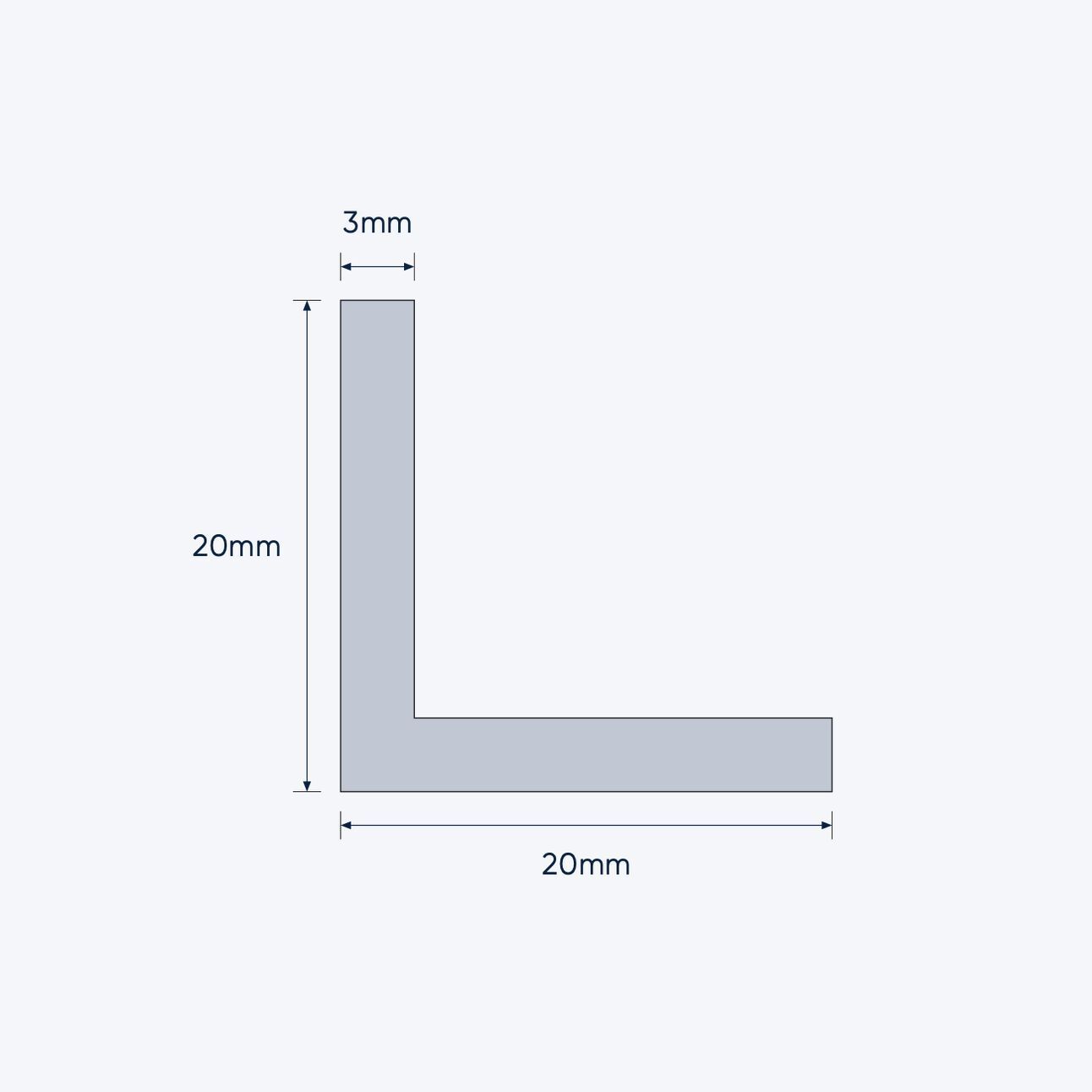 aluminium equal angle size 20 20 3 mm 4