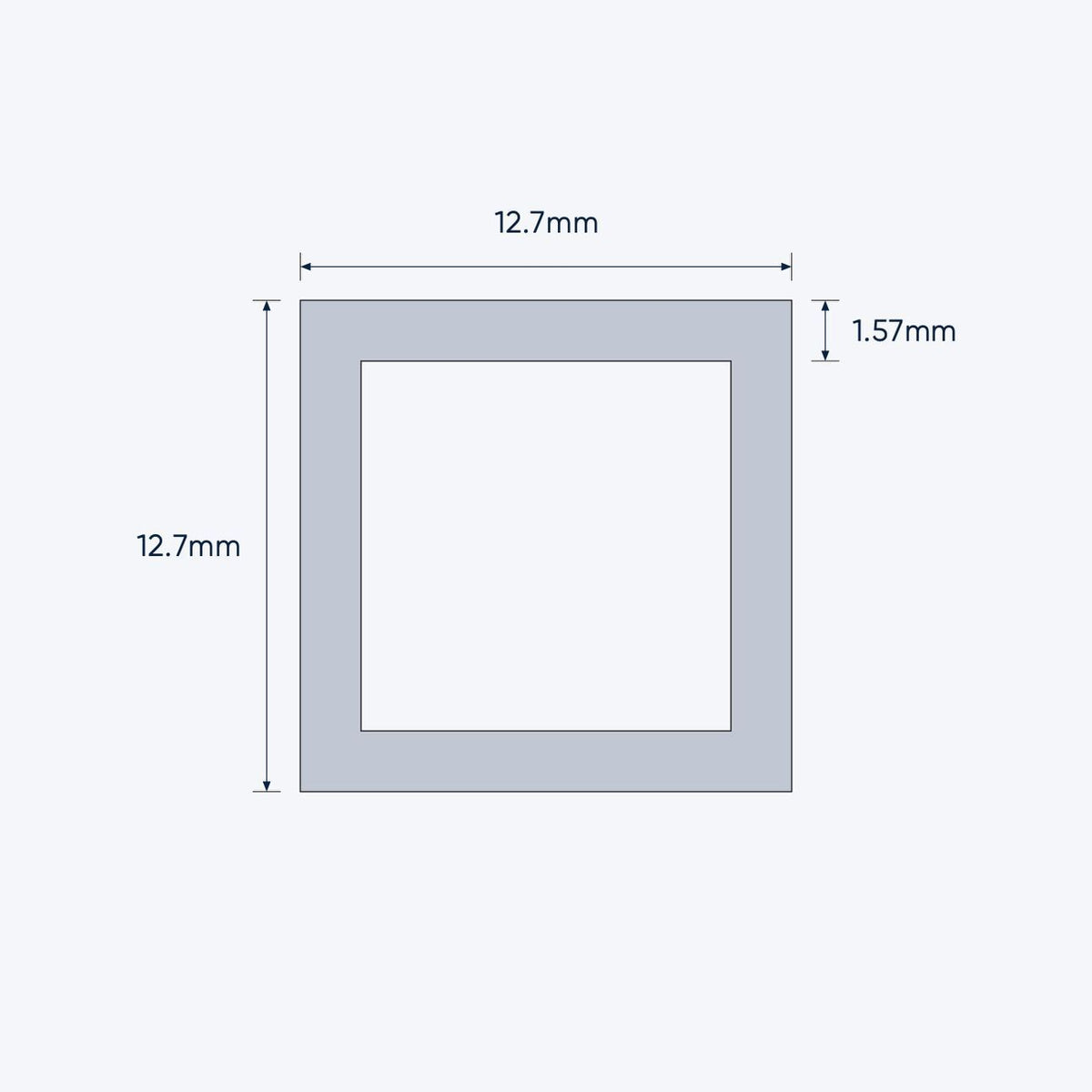 aluminium square hollow shs size 12 7 12 7 1 57 mm 4