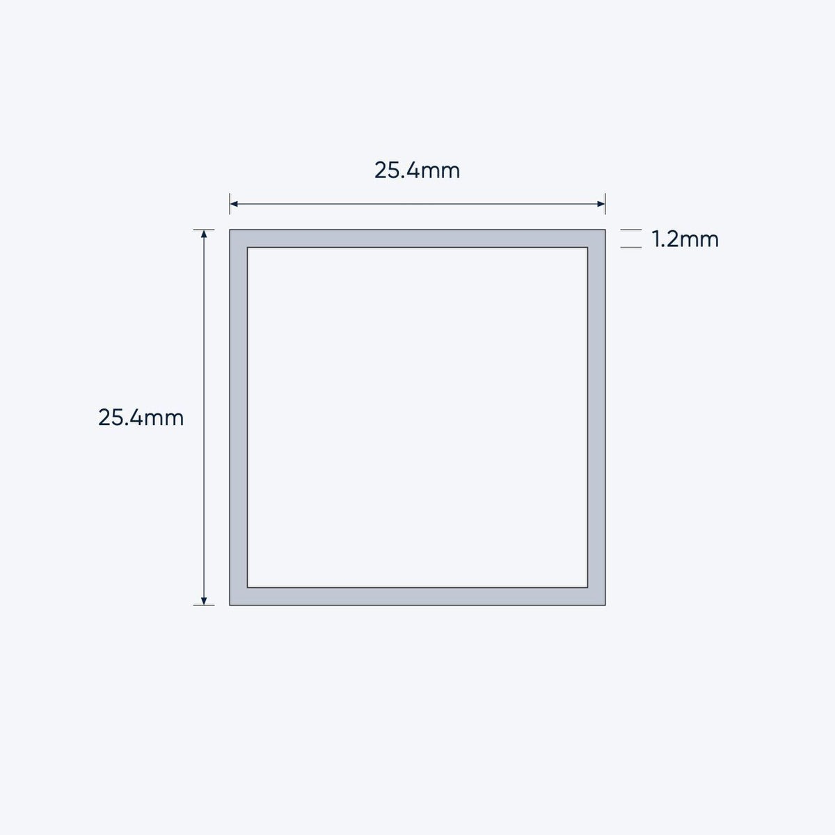 aluminium square hollow shs size 25 4 25 4 1 2 mm 1