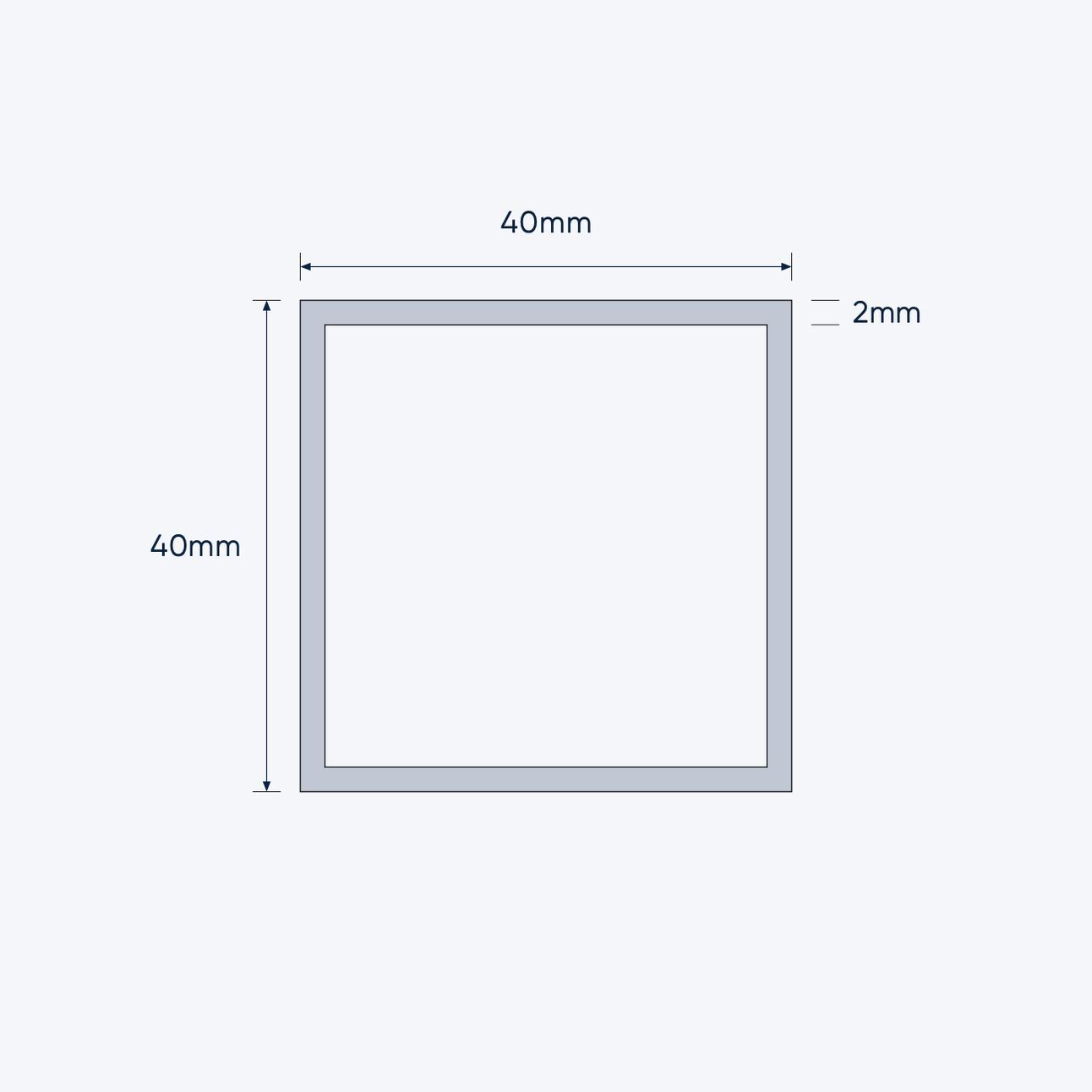 aluminium square hollow shs size 40 40 2 mm 4