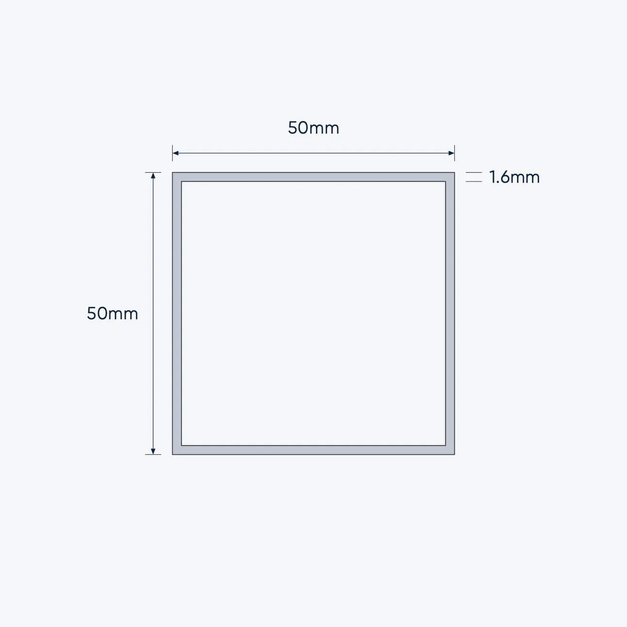 aluminium square hollow shs size 50 50 1 6 mm 3