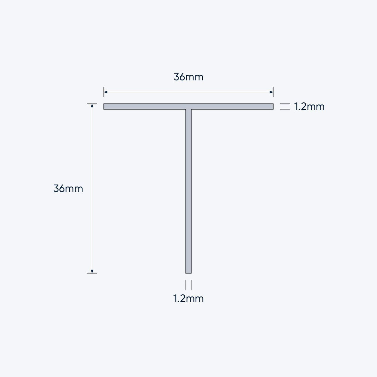 aluminium tee bar size 36 36 1 2 mm 4