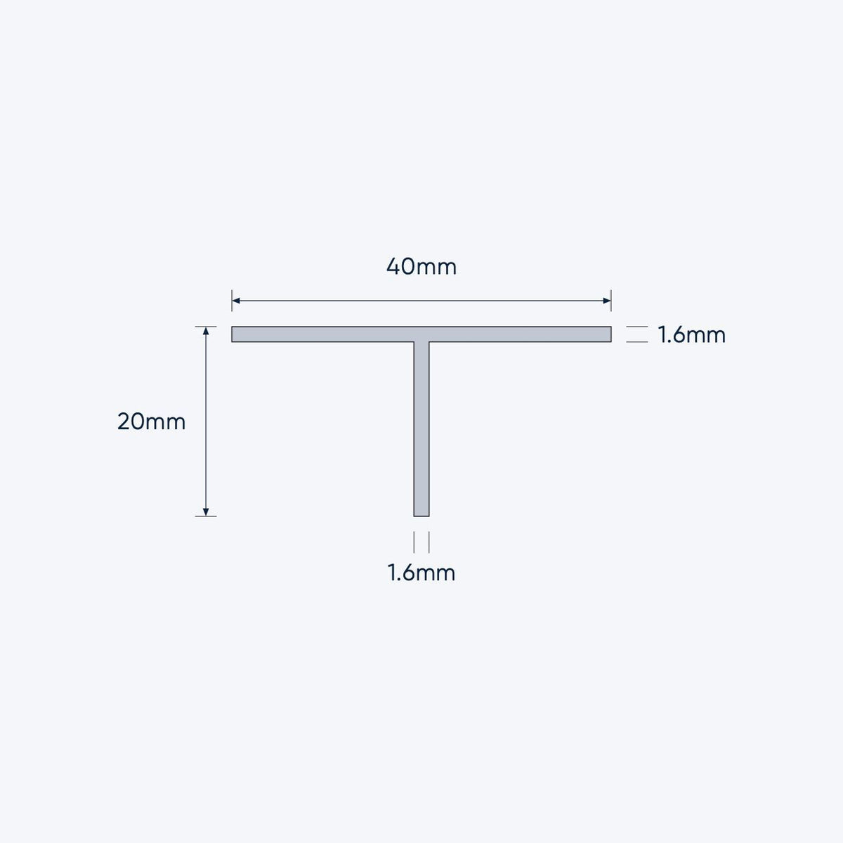 aluminium tee bar size 40 20 1 6 mm 4