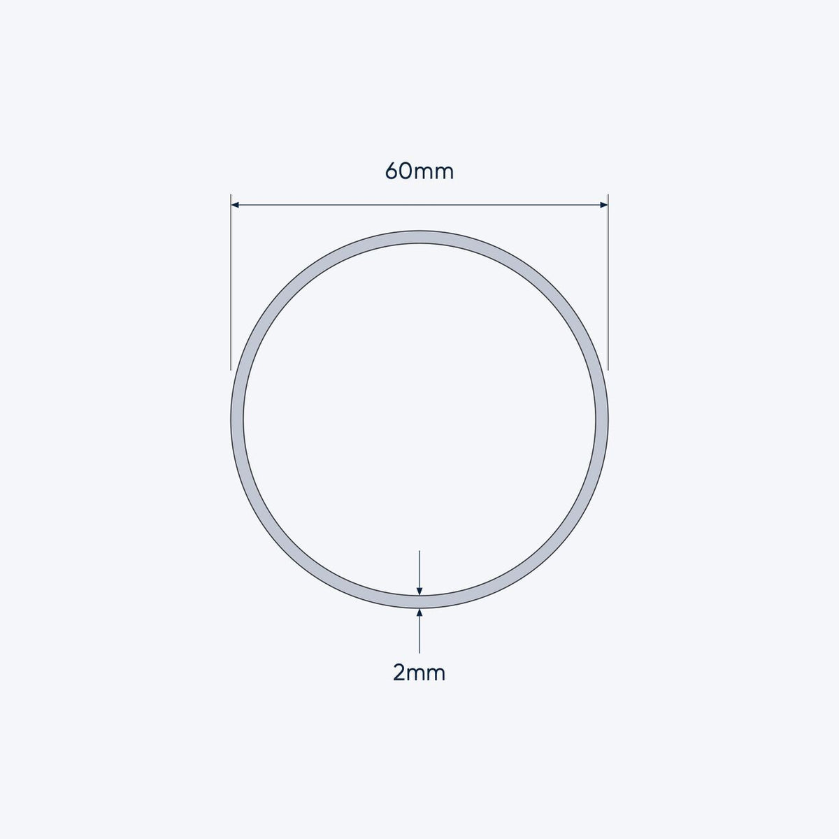 aluminium tube size 60 2 mm 1