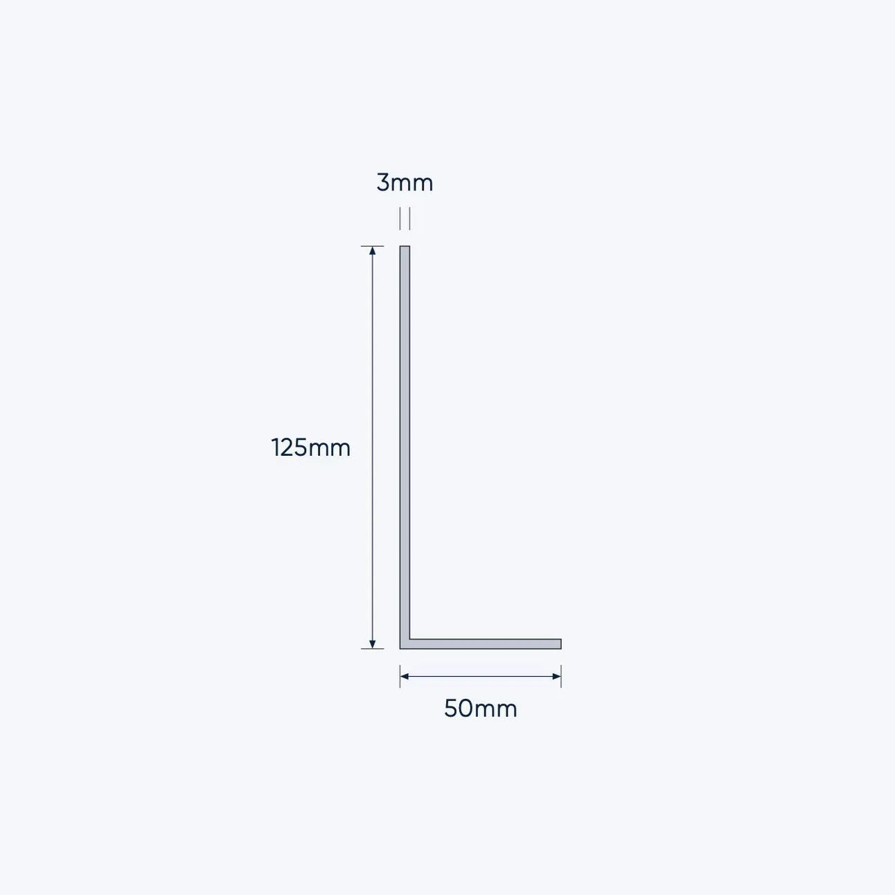 aluminium unequal angle size 125 50 3 mm 1