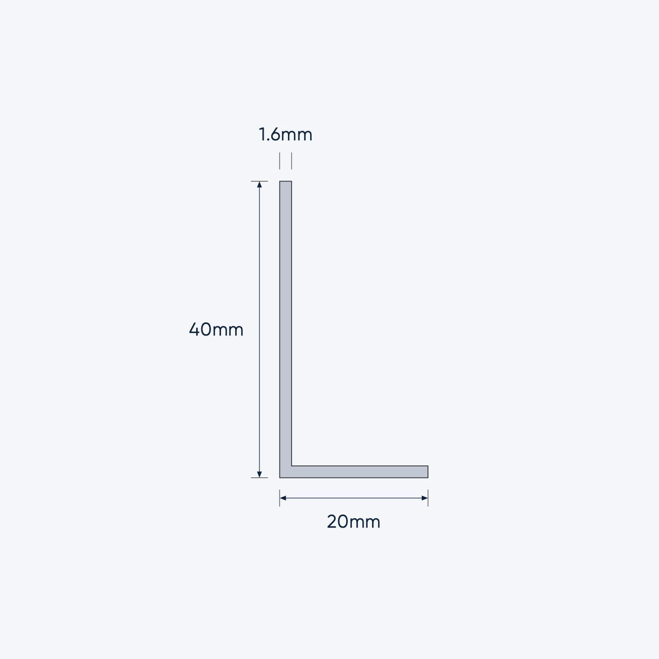 aluminium unequal angle size 40 20 1 6 mm 4
