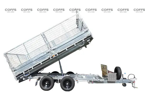 CCT 12×7 Hydraulic 3 Way Tipper Flat Top Trailer With 900mm Cage For Sale ATM 3500KG/4500KG flatbed trailer
