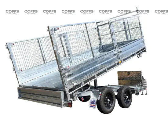 CCT 12×7 Hydraulic 3 Way Tipper Flat Top Trailer With 900mm Cage For Sale ATM 3500KG/4500KG flatbed trailer