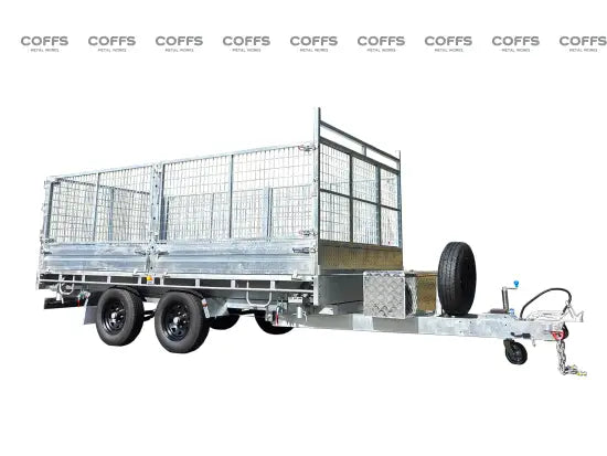 CCT 12×7 Hydraulic 3 Way Tipper Flat Top Trailer With 900mm Cage For Sale ATM 3500KG/4500KG flatbed trailer