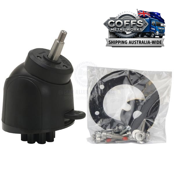 Coffs Metal Works Ultraflex X82 marine tilt mechanism with black steering helm pump and included mounting hardware kit