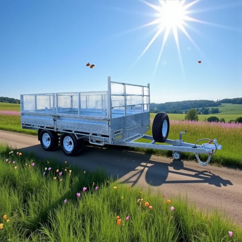 12 x 7 ft HD Flat Deck Trailer with Loading Ramps and Cage ATM 3.5 or 4.5 tonne Genuine