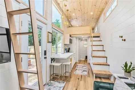 Aluminum Tiny House Trailer 6 meters by 2.4 meter duel Axel aluminum interior view showing design and layout.