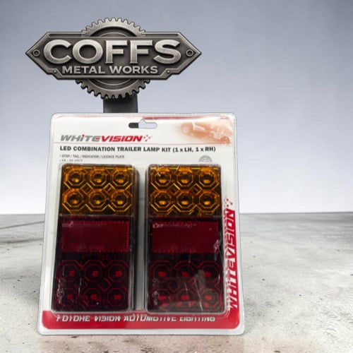 120 Series Left & Right Hand LED Combo Trailer Lamp - Stop / Tail / Indicator / License Plate (12V) Twin Blister