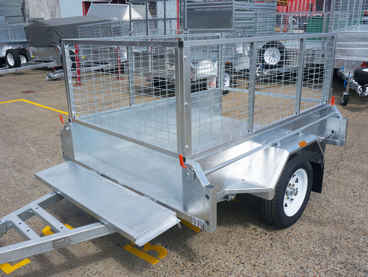 8×6 BOX TRAILER with Brakes (FULLY WELDED INCLUDING CAGE SPARE AND JOCKEY WHEEL)