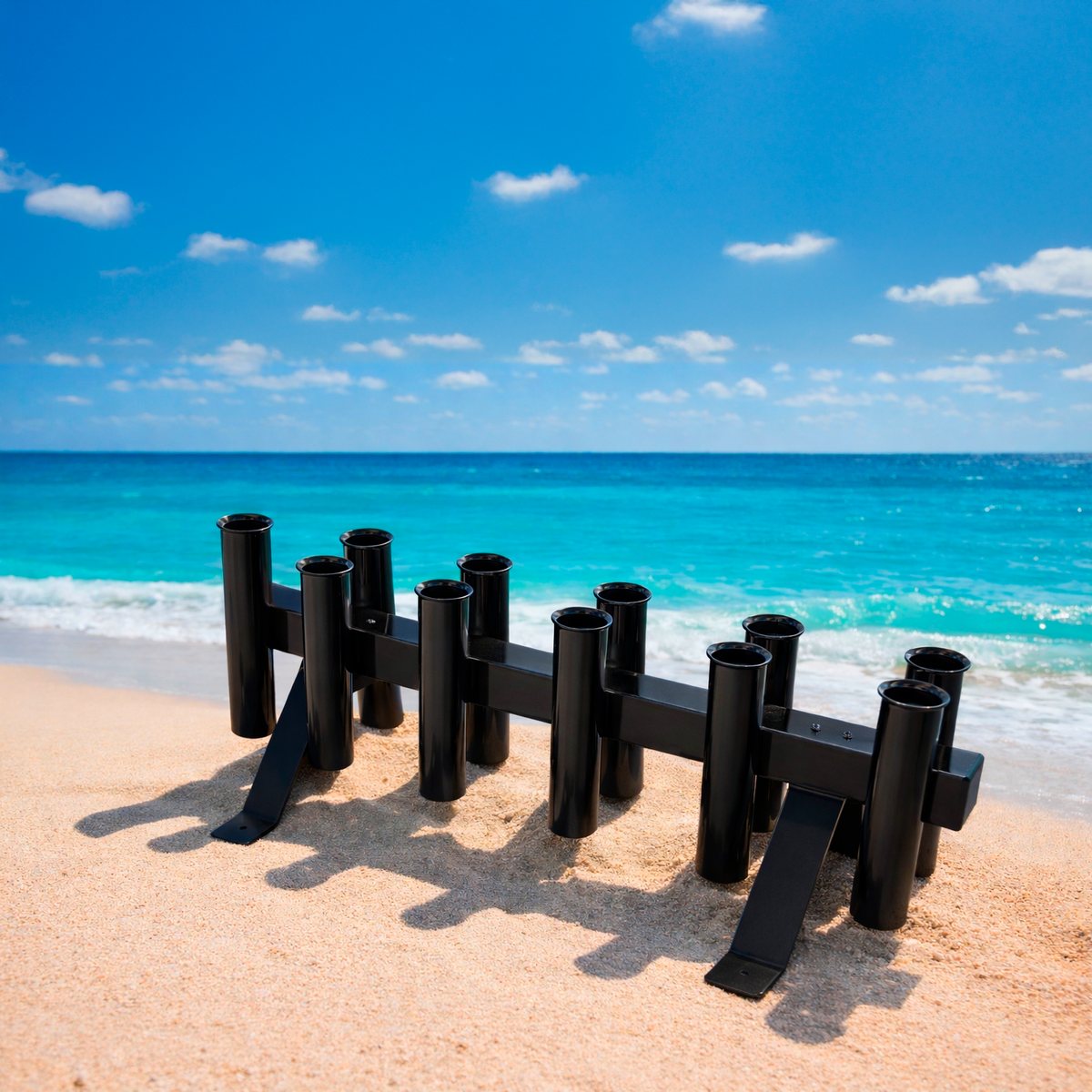 Viper Pro Series Floor Mount or Mobile 10 Way Anodised Black Rod Rack for Mancave or Storage | Coffs Metal Works