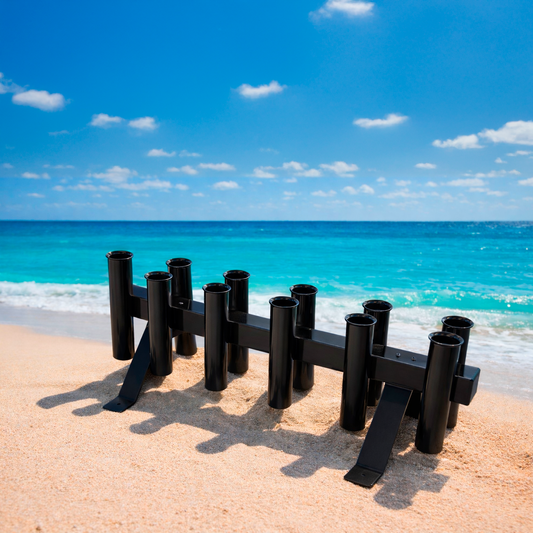 Viper Pro Series Floor Mount or Mobile 10 Way Anodised Black Rod Rack for Mancave or Storage | Coffs Metal Works