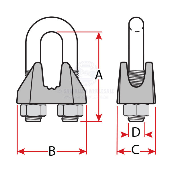 WIRE ROPE GRIPS - ZINC PLATED