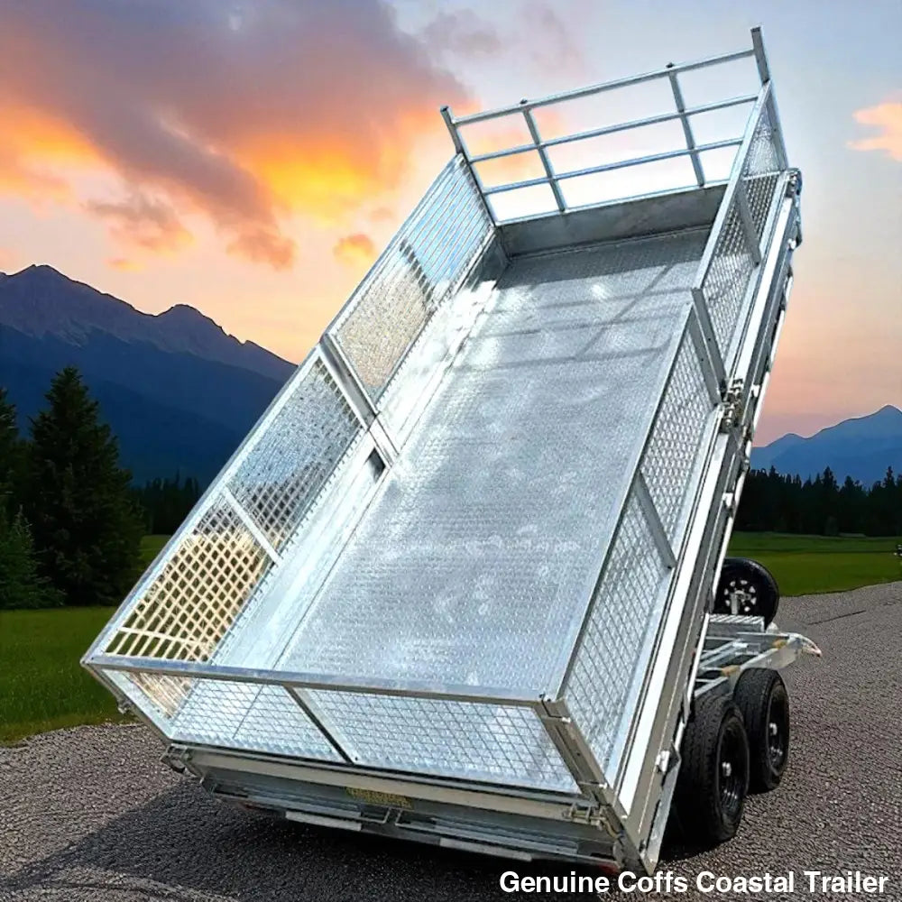 12 x 7 ft Flat Deck Hydraulic Tipping Trailer with 1 Person Install and Remove Stock Crate – ATM 3.5 or 4.5 tonne