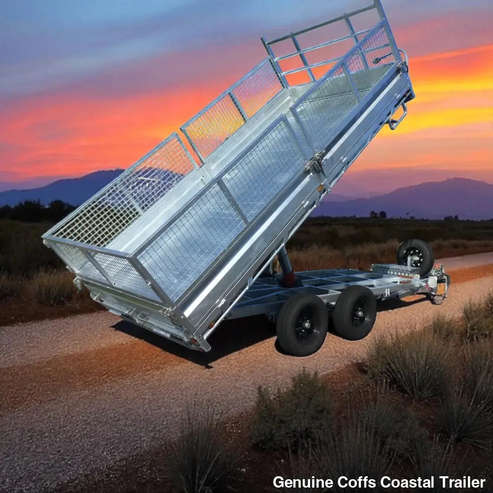 12 x 7 ft Flat Deck Hydraulic Tipping Trailer with 1 Person Install and Remove Stock Crate – ATM 3.5 or 4.5 tonne
