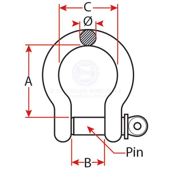 SHACKLES - BOW - SCREW PIN GALVANISED - GRADE S