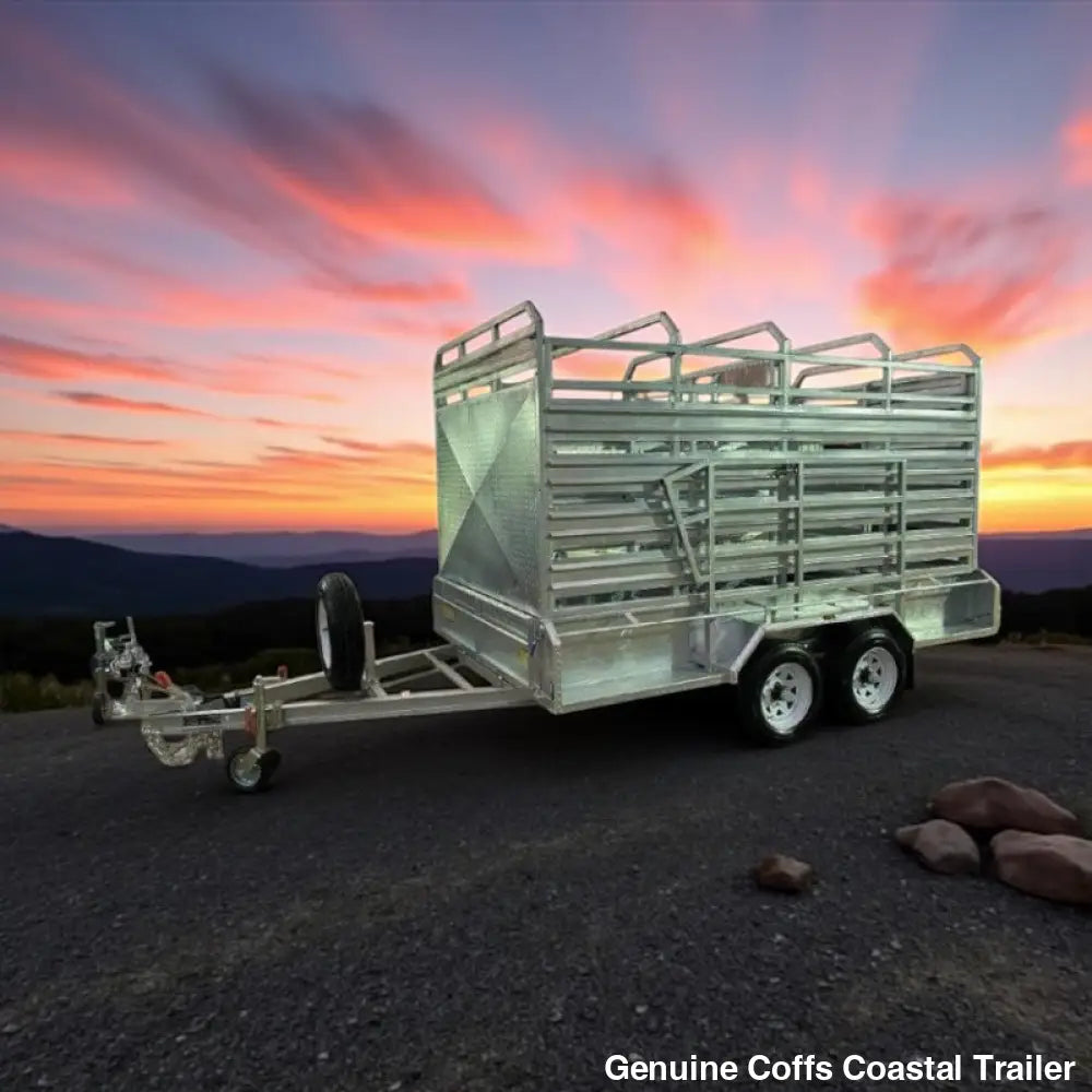 14 x 7 ft Stock Crate / Machinery Flat Deck Trailer with Removable Crate ATM 3500kg (3.5 tonne and 4.5 tonne) cattle