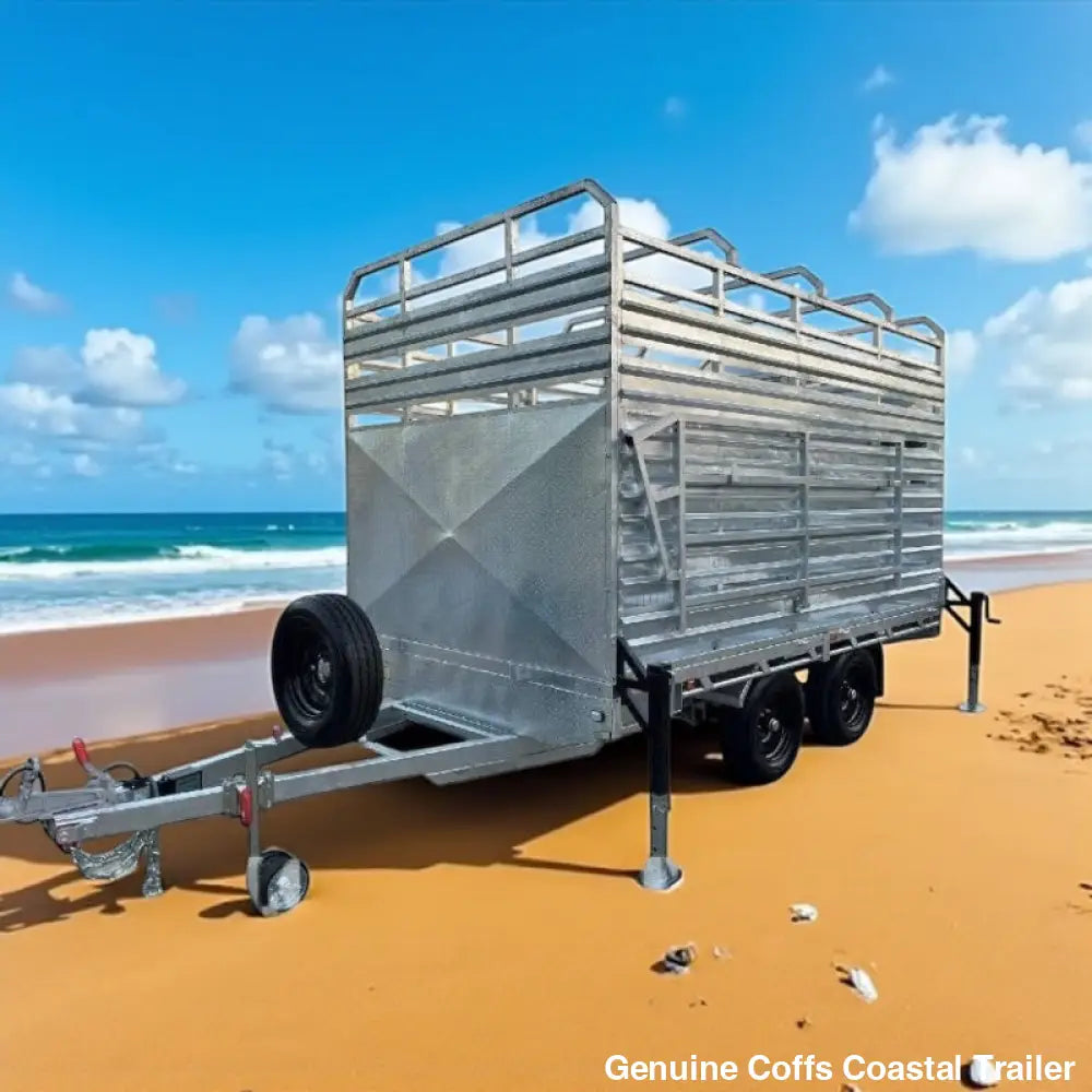 14 x 7 ft Stock Crate / Machinery Flat Deck Trailer with Removable Crate ATM 3500kg (3.5 tonne and 4.5 tonne) cattle