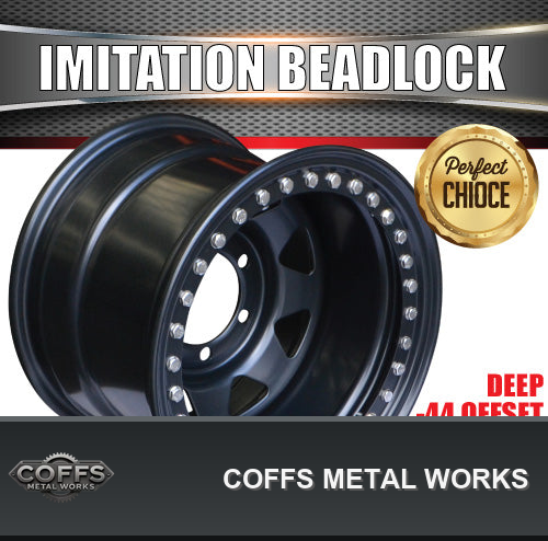 15x10-6-139-7-pcd-44-offset-steel-imitation-beadlock-rim-stainless-bolt-8-spoke-fits-la-04
