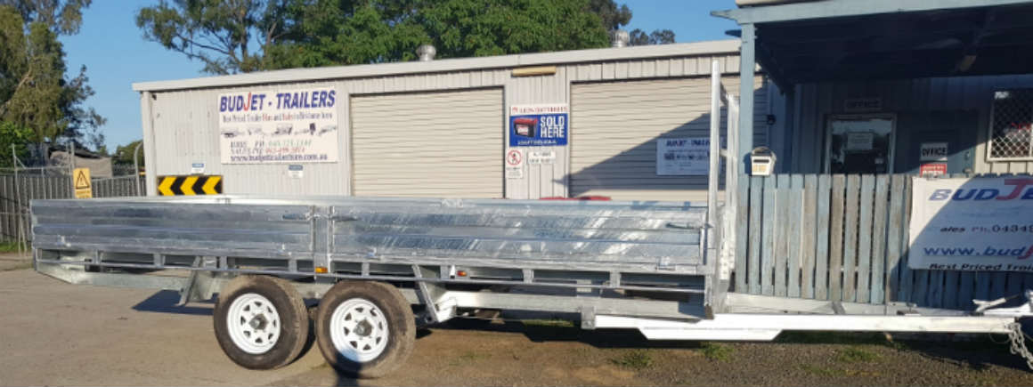 Flat Top Trailers 14 x 7 ft Tandem Flat Deck Trailer with Loading Ramps and cage ATM 3500kg Galvanized QLD