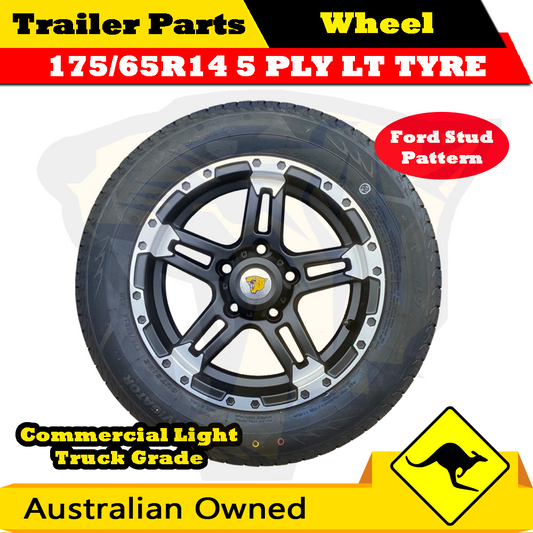 175/65R14C 14″ Alloy Mag Rim & Tyre Combo Ford Stud Jetski Boat Box Trailer