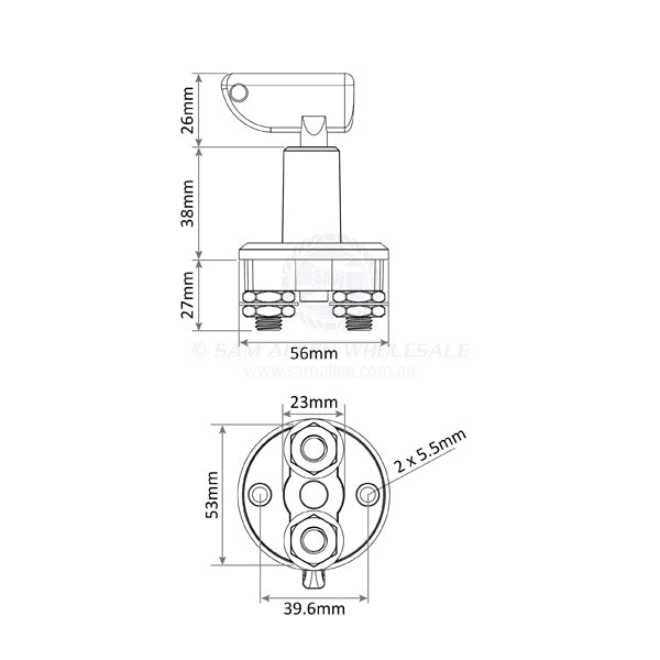 RELAXN BATTERY SWITCH - 2 POSITION - MINI - BATTERY ISOLATOR SWITCH