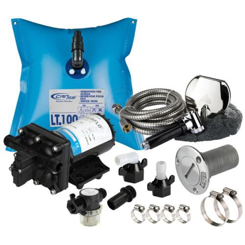 SHURFLO PREMIUM FRESHWATER SHOWER KIT - FLEXIBLE 100 LITRE TANK & 11.3 LPM AQUA KING II fresh water shower kit