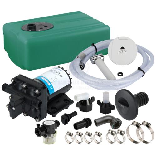 SHURFLO FRESHWATER SHOWER KIT - RIGID 39 LITRE TANK - 7.6 LPM AQUA KING II JNR fresh water shower kit