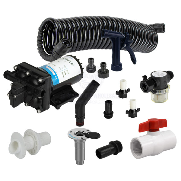 SHURFLO DECK WASH KIT WITH NYLON PICK UP - 13.2 LPM - 1/2 INCH I.D. FLEXIBLE HOSE