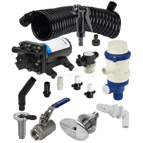 SHURFLO DECK WASH LIVE BAIT PUMP KIT - DUAL PORT - 15.1 LPM - FLUSH LINK WITH PICKUP - 34 INCH I.D. FLEX Deck Wash
