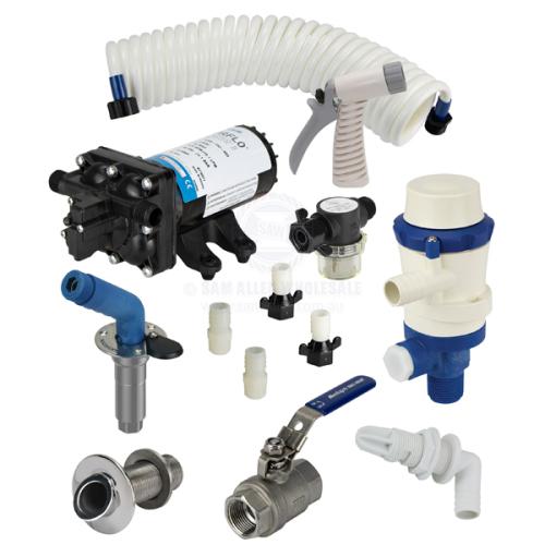 SHURFLO DECK WASH / LIVE BAIT PUMP KIT - DUAL PORT - 15.1 LPM - FLUSH LINK WITH PICKUP - 3/4 INCH I.D. FLEX Deck Wash