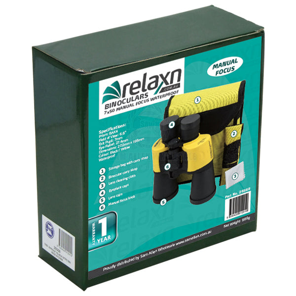 RELAXN BINOCULARS - WATERPROOF - AUTO OR MANUAL FOCUS