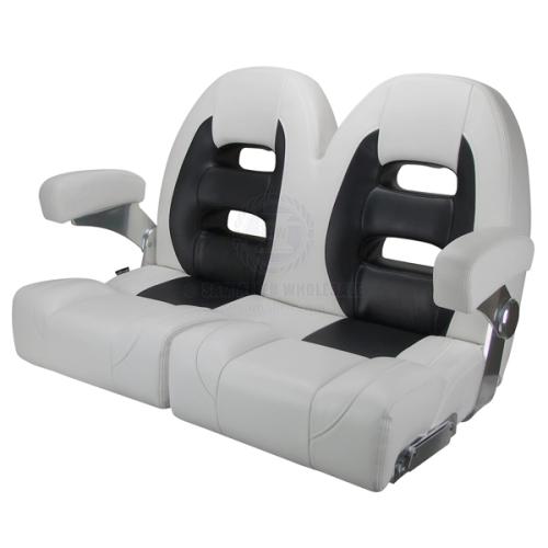 RELAXN SEATS - DOUBLE CRUISER SERIES - HIGH BACK White/Black boat seats