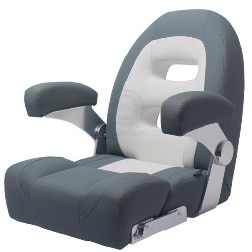 RELAXN SEATS - CRUISER SERIES - HIGH BACK White Grey Crosshatch boat seats