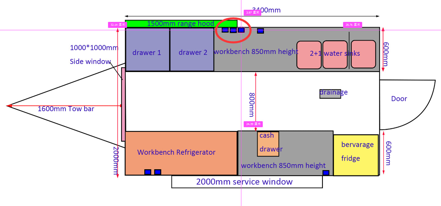 Food Trailer 3.5 x 2.1 meters Tandem with Great Inclusions and Colors