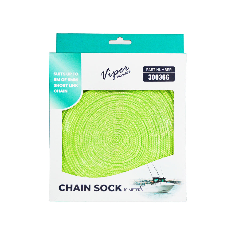 Viper Pro Series Chain Sock To Suit 6mm Shortlink Chain - 12 Mtrs To Suit Rapid Winch - Fluoro Green | Coffs Metal Works