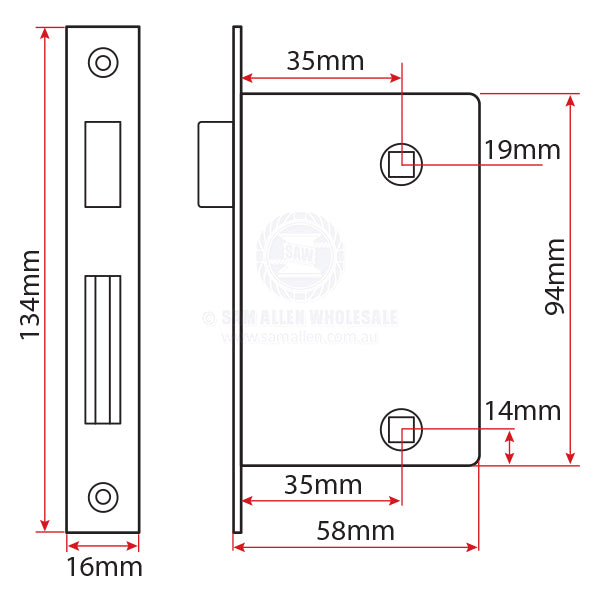 DOOR LOCK - RIGHT HAND OUT - SOCKET KEY