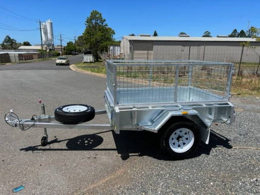 7×4 BOX TRAILER (FULLY WELDED including cage spare and jockey wheel)